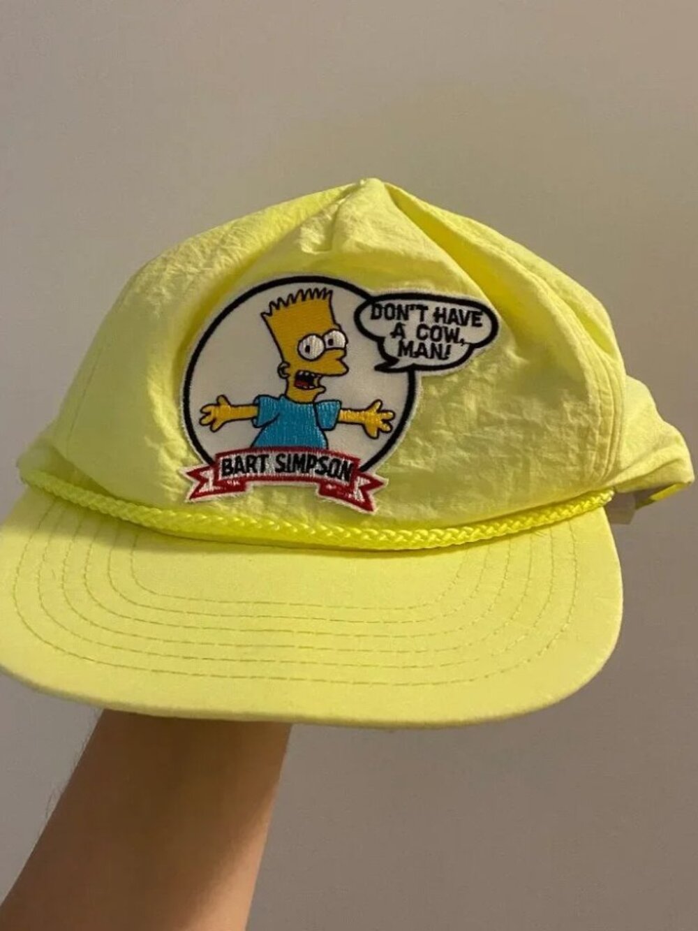 vintage 1990 bart simpson embroidered patch neon snapback cap